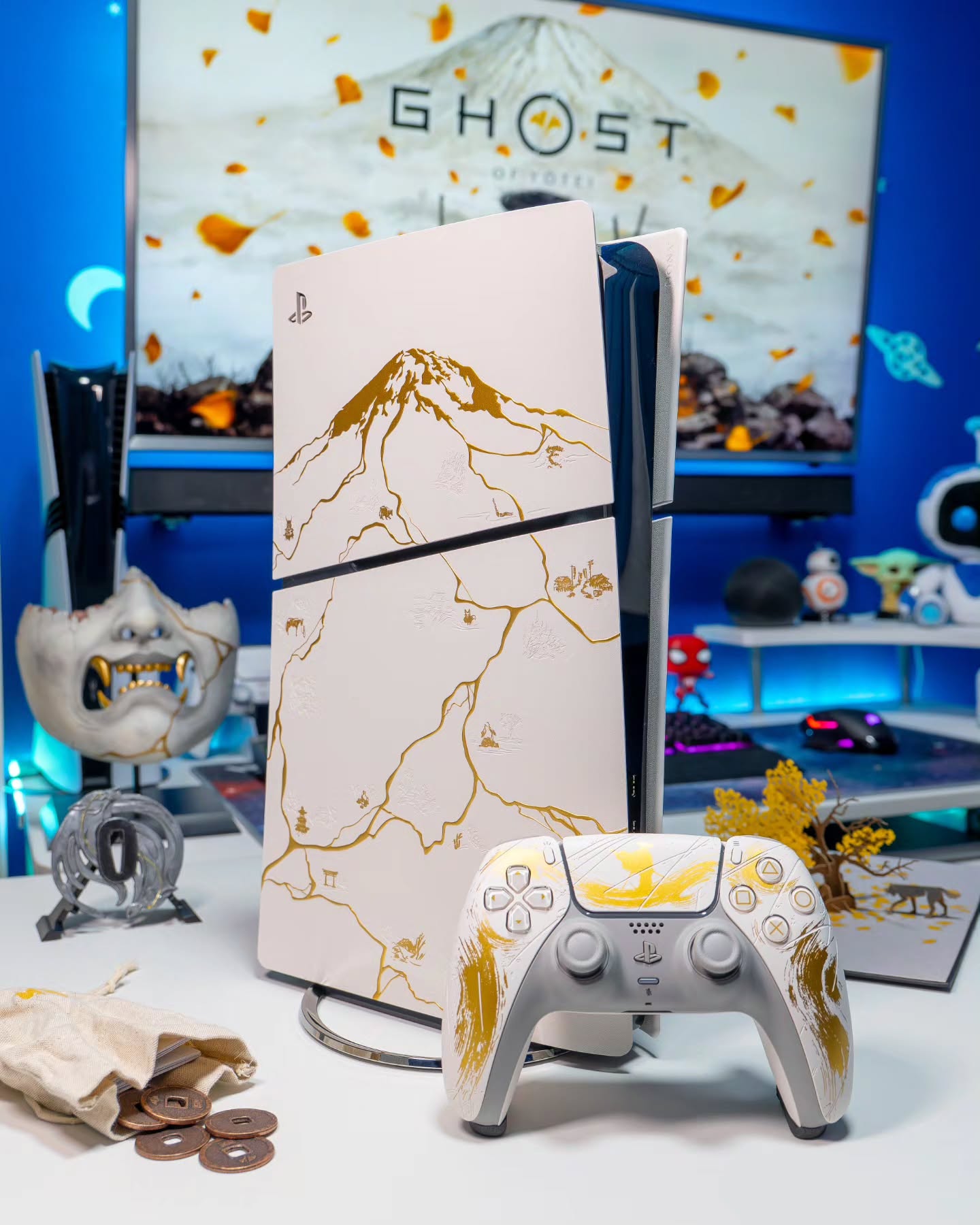 Ghost of Yōtei: Gold PS5 console covers, photographed by Octorious